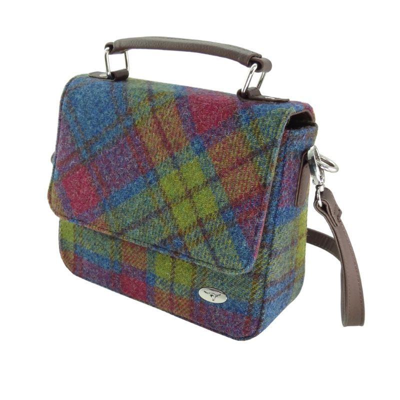 Mini Harris Tweed Satchel with Tartan Pattern Multi Colour Creative Irish Gifts
