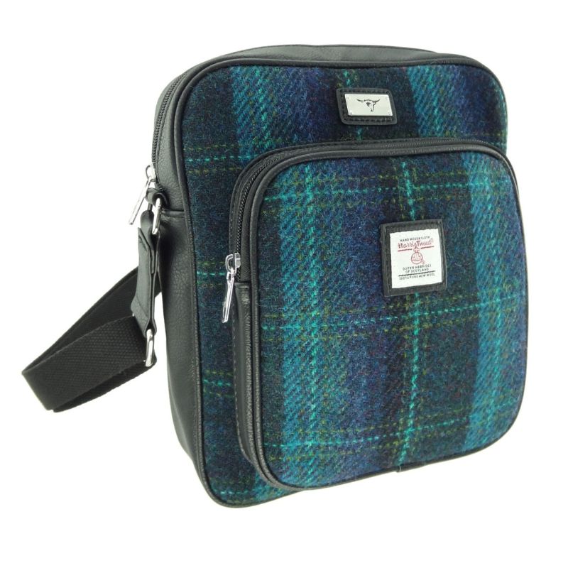 Scottish Tartan Harris Tweed Travel Bag Blue Turquoise Creative Irish Gifts
