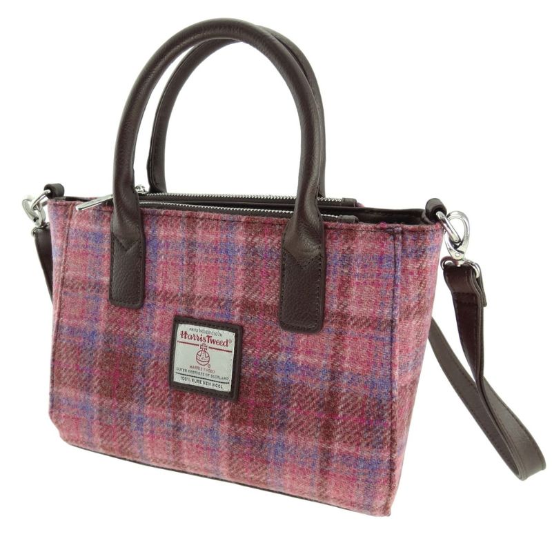 Ladies Harris Tweed Mini Bag Pink Check Creative Irish Gifts