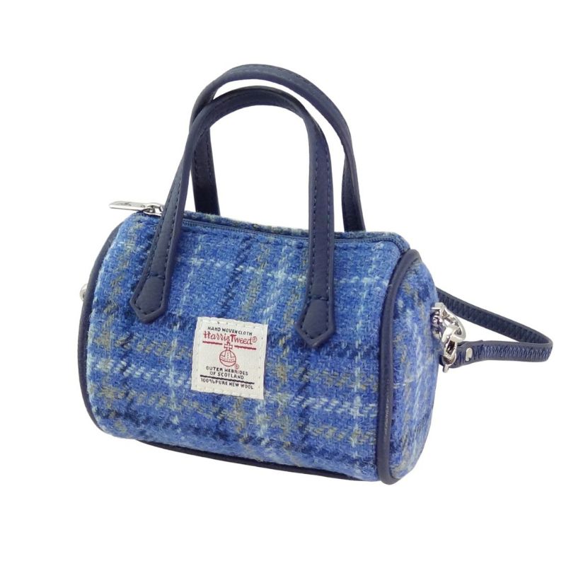 Handwoven Mini Harris Tweed Bowling Bag Light Blue Creative Irish Gifra