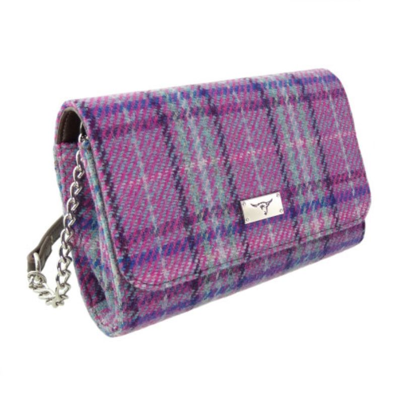 Women's Harris Tweed Wallet Shoulder Bag Purple Mint Creative Irish Gifts