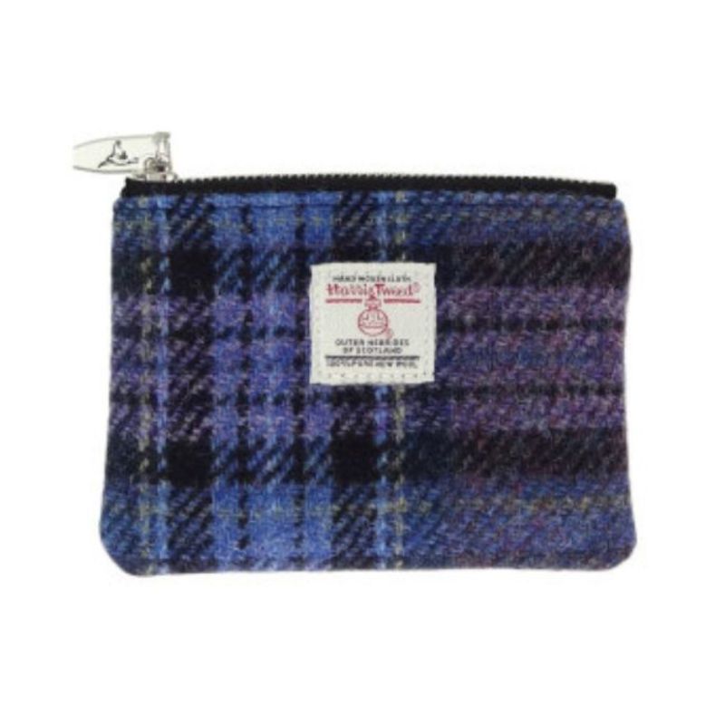 Harris Tweed Mini Zip Pouch Blue Purple Creative Irish Gifts