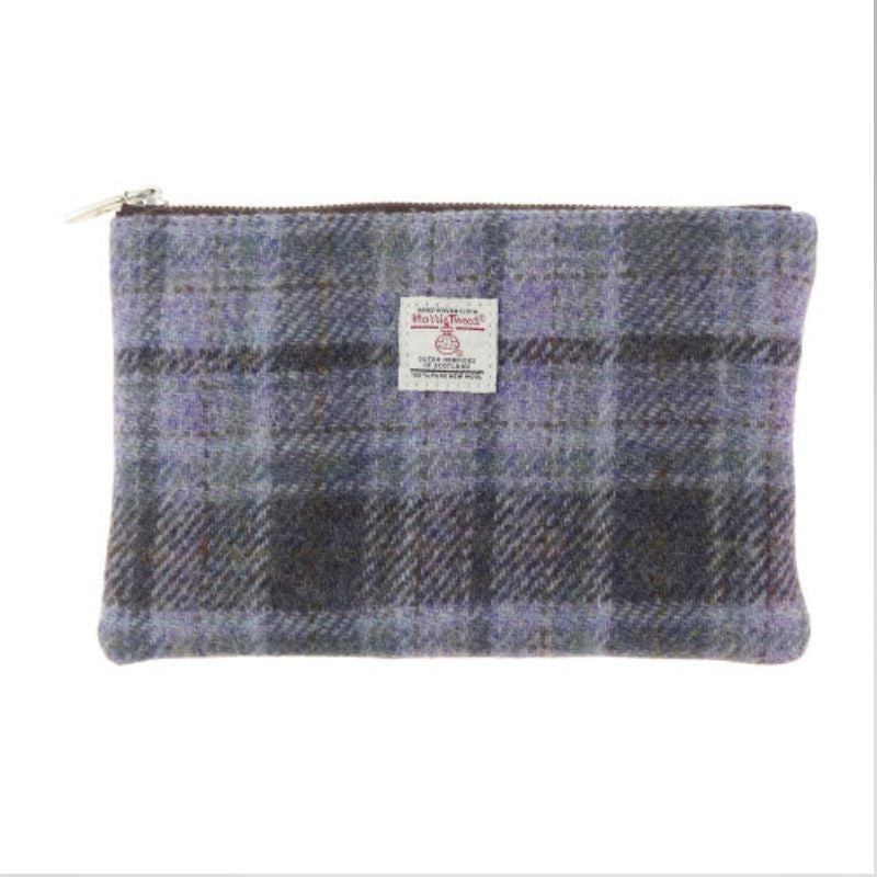 Harris Tweed Medium Zip Pouch Soft Purple Creative Irish Gifts