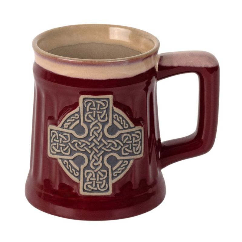 Celtic High Cross Stoneware Beer Mug Red Creative Irish Gift