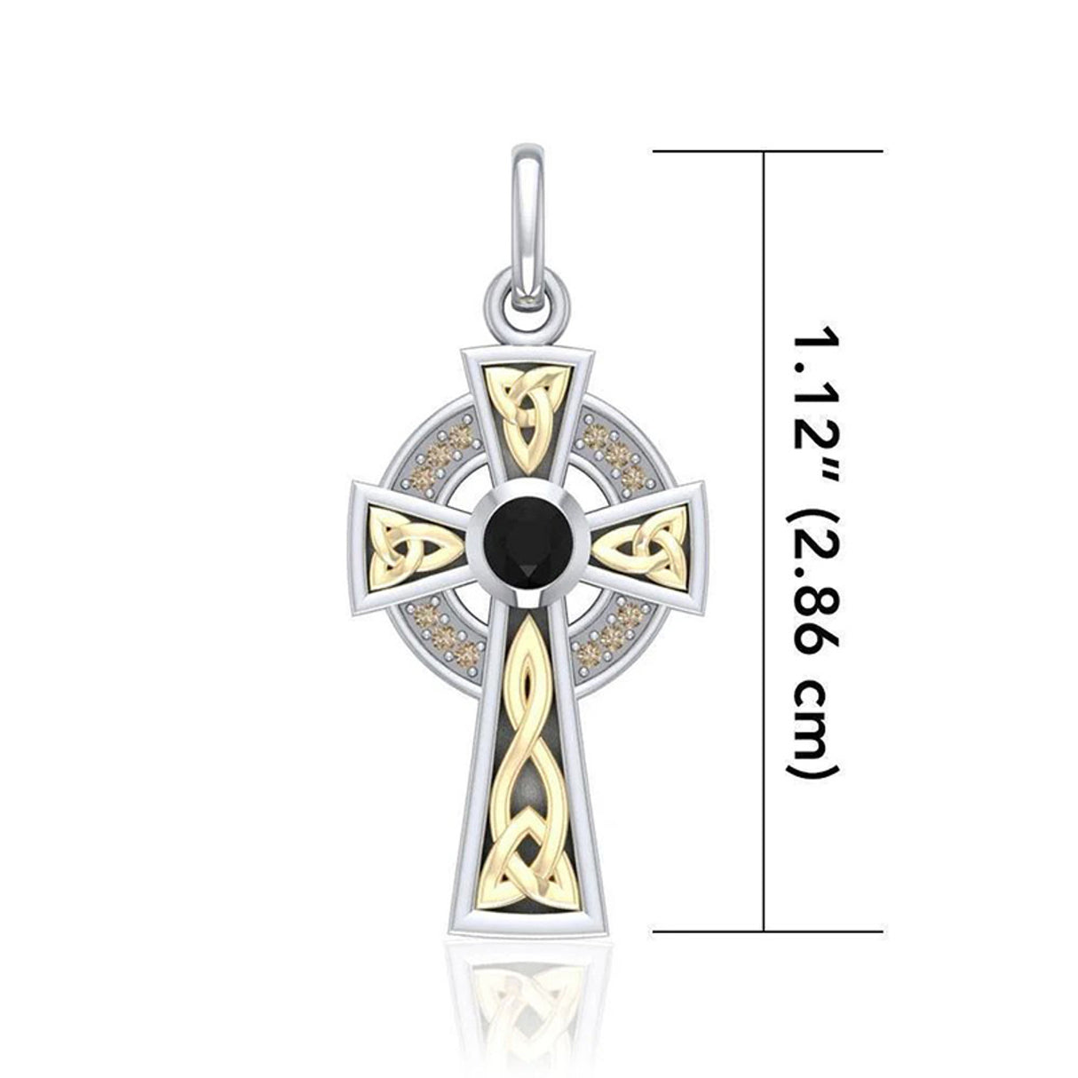 GS-TPDG018051-BCRC-00-TWO-set Sterling Silver and 18k Gold Celtic Cross Pendant Size Creative Irish gift