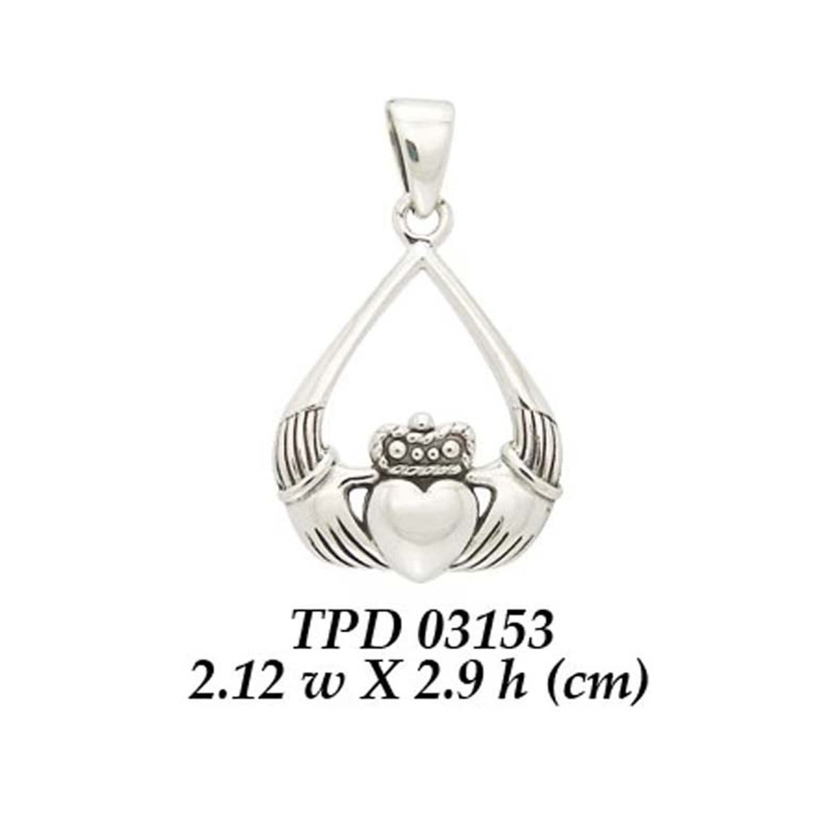 GS-TPG2D31538-set Teardrop Celtic Claddagh Silver Pendant Creative Irish Gifts Size