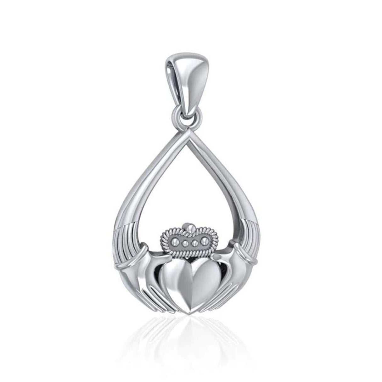 GS-TPG2D31538-set Teardrop Celtic Claddagh Silver Pendant Creative Irish Gifts
