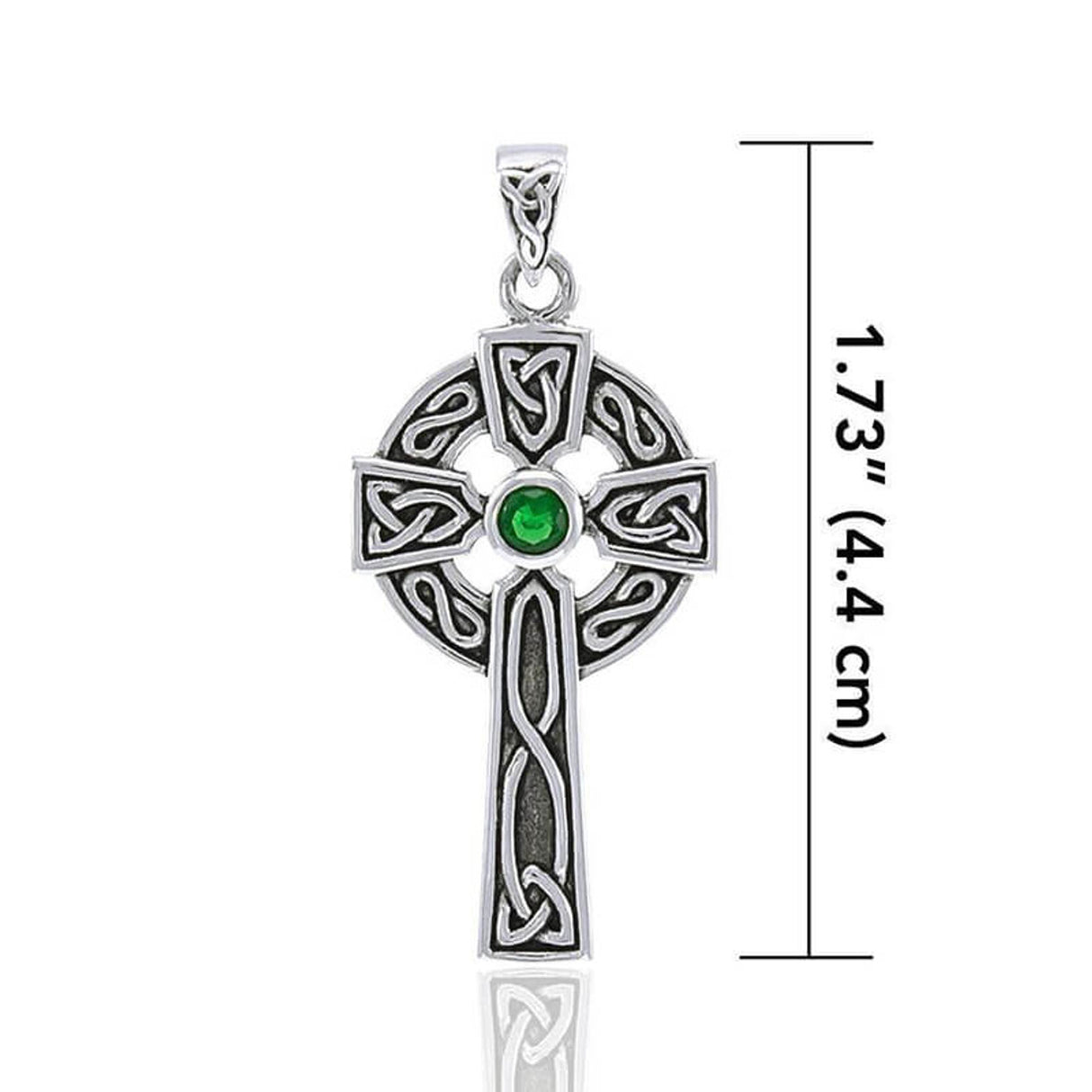 GS-TPGD038338-EG-set Celtic Cross Silver Pendant with Green Gemstone Creative Irish Gifts
Size