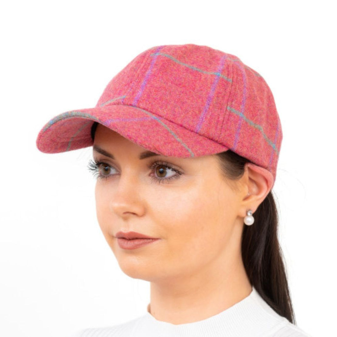Ladies Irish Wool Plaid Baseball Cap Pink Creative Irish Gift
