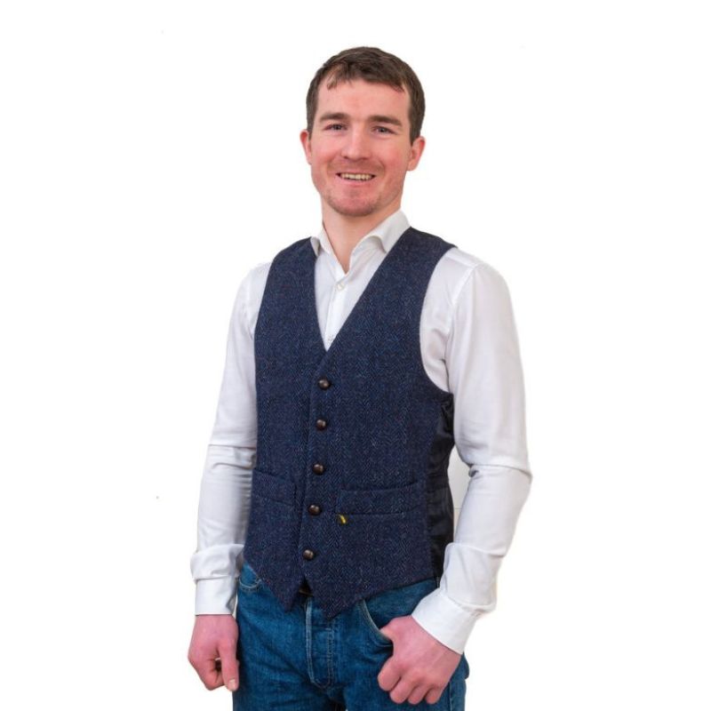 Men's Donegal Wool Irish Vest Navy Creative Irish Gift