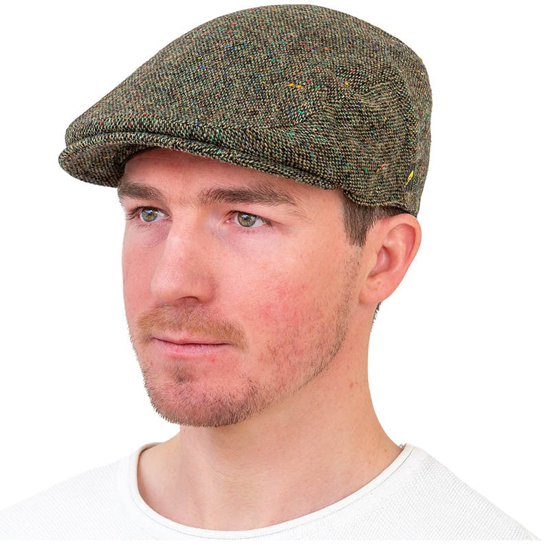 Men's Donegal Tweed Driving Cap Green Salt Pepper Creative Irish Gift