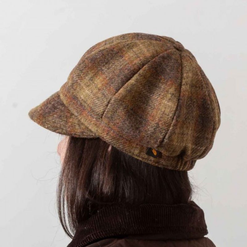 Ladies Wool Newsboy Hat with Rose Rustic Back View Creative Irish Gift