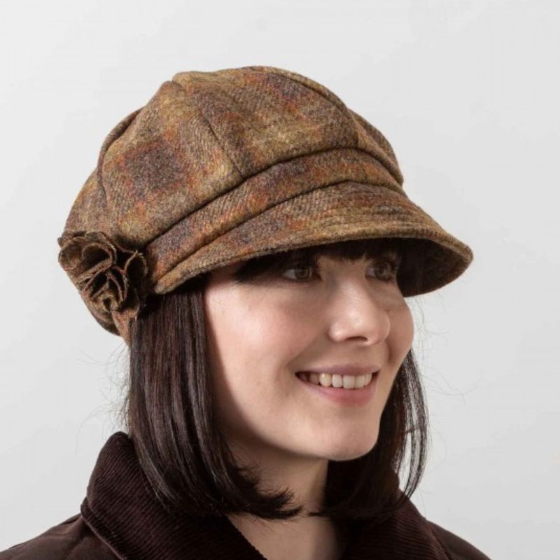 Ladies Wool Newsboy Hat with Rose Rustic Creative Irish Gift