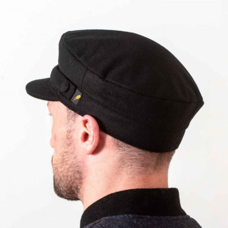 Traditional Irish Meltion Wool Skipper Cap Black back view Creative Irish Gift