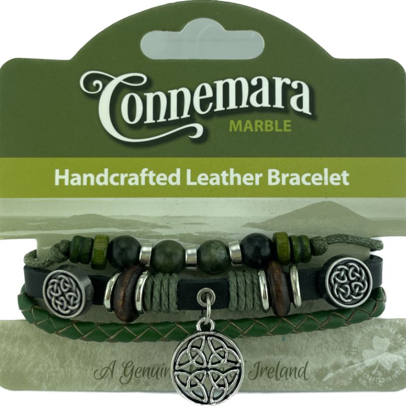 JCW-46615 Handcrafted Connemara Beads Bracelets, Celtic Knot Charm Creative Irish Gifts