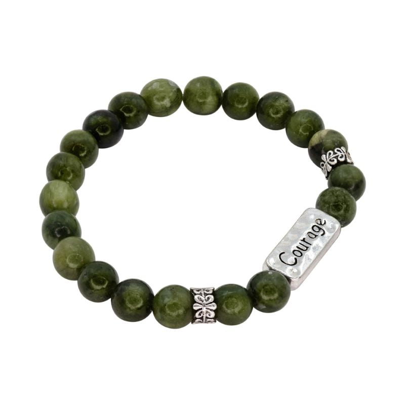 JCW-46617 Connemara Marble Beads Bracelet, Courage Charm studio Creative Irish Gifts