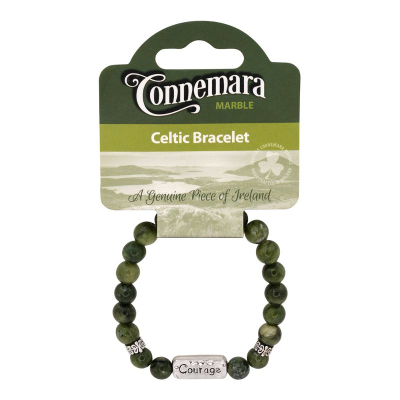 JCW-46617 Connemara Marble Beads Bracelet, Courage Charm Creative Irish Gifts