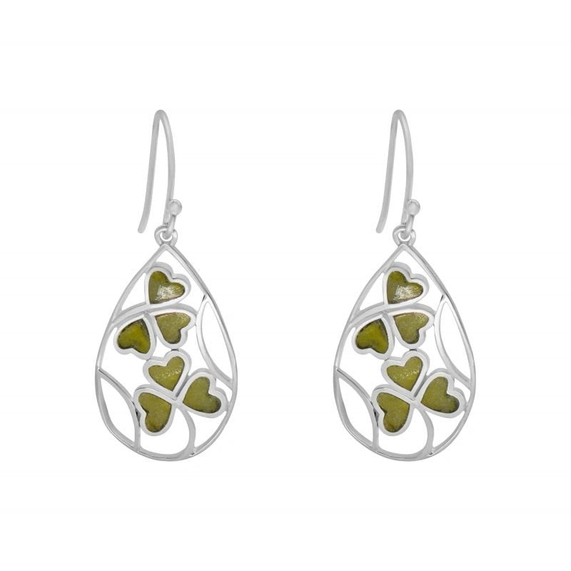 JCW-7026 Connemara Marble Shamrock Earrings Creative Irish Gifts