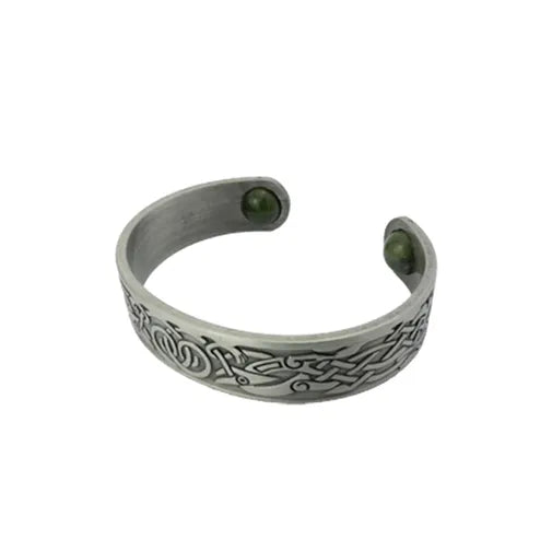 JCW-77907 Engraved Celtic Knotwork Connemara Cuff Bracelet, Silver-Creative Irish gift