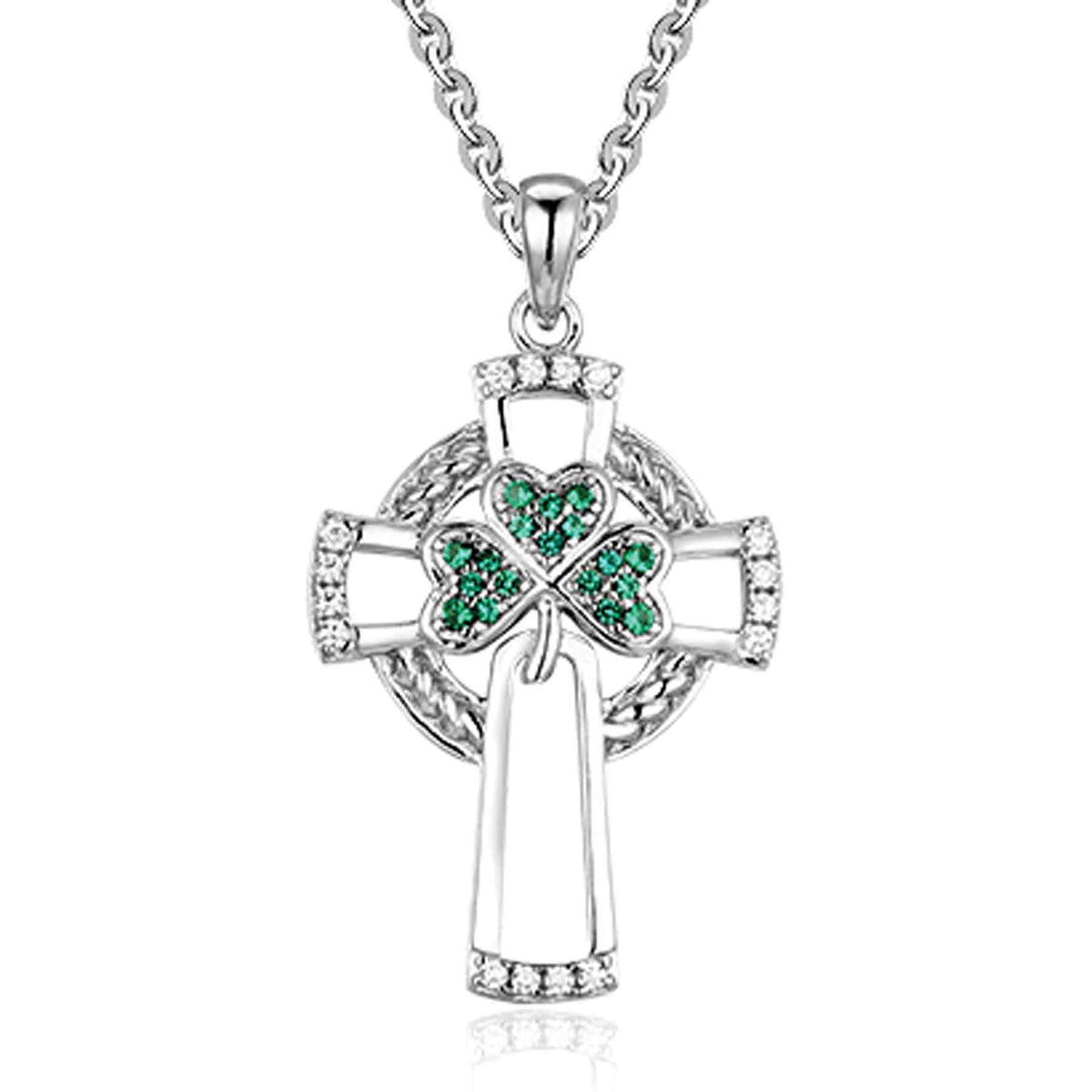 Celtic Cross with Shamrock Center Necklace Creative Irish Gifts
