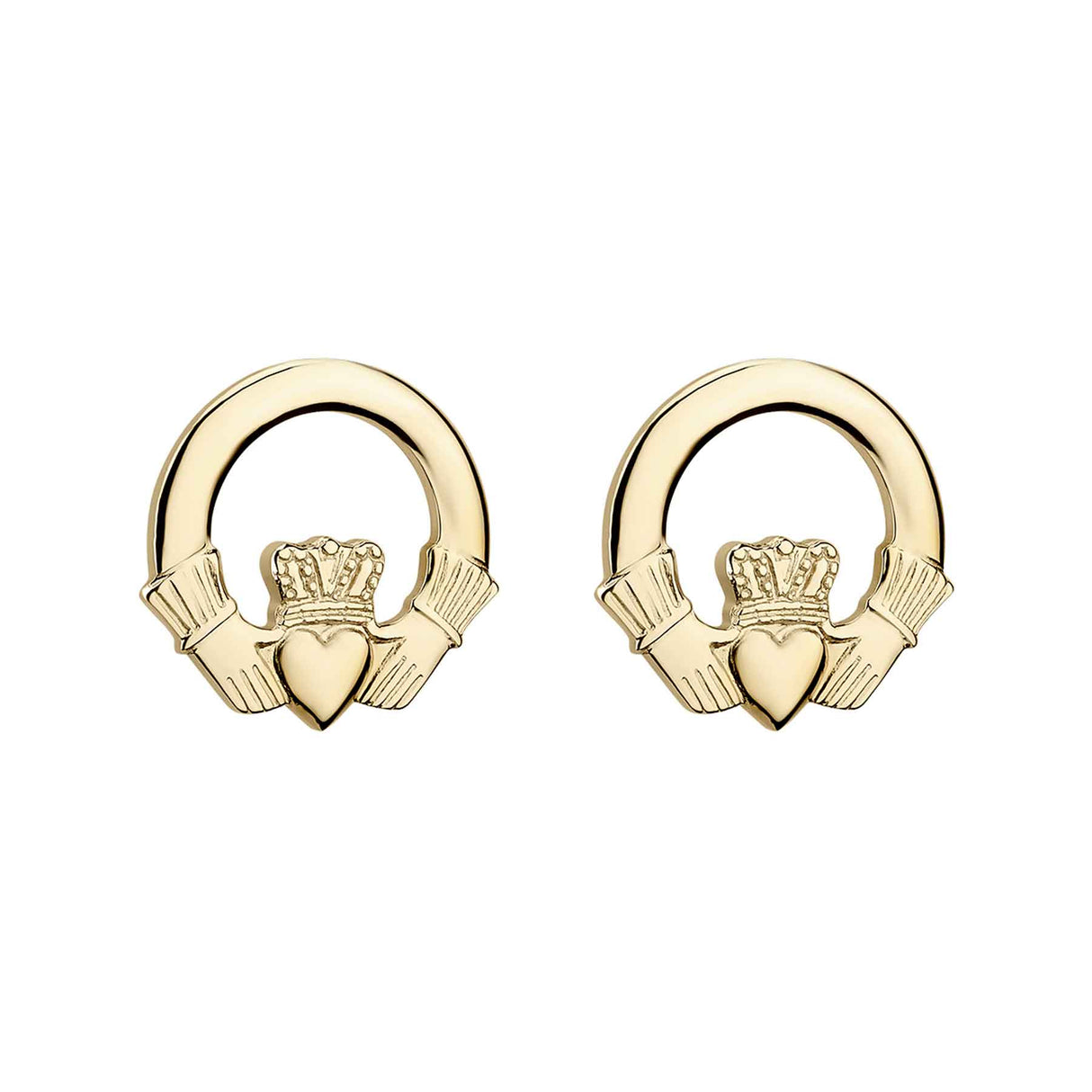 14K Gold Plated Small Claddagh Stud Earrings- - Creative Irish Gifts