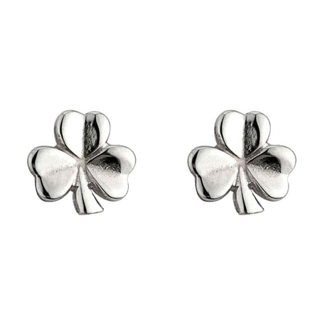 Silver Shiny Shamrock Stud Earring - Creative Irish Gifts
