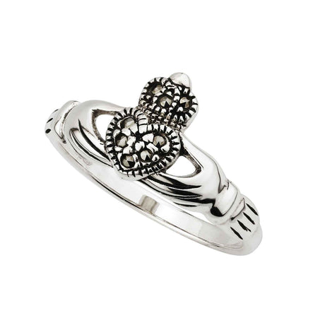 Sterling Silver Marcasite Claddagh Ring - Creative Irish Gifts