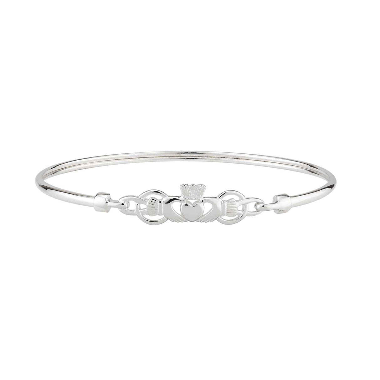 Sterling Silver Claddagh Bangle - Creative Irish Gifts