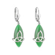 Rhodium Plated Green Cat Eye Trinity Drop Earrings - Creative Irish Gifts