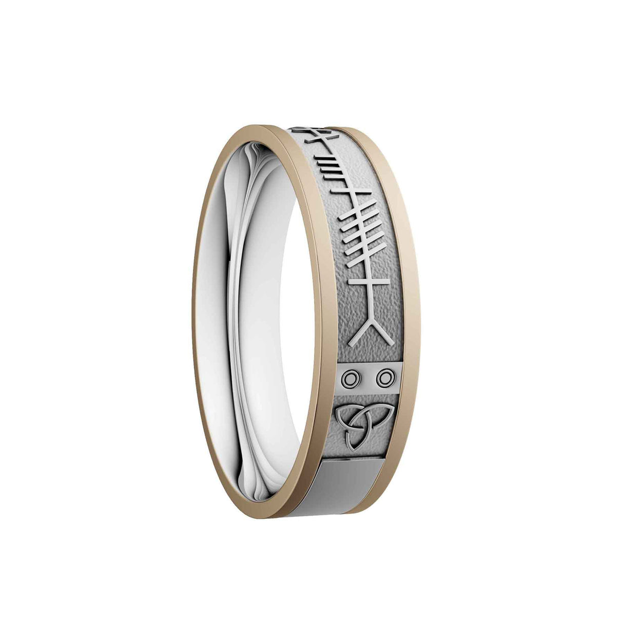 Ladies Silver and 10K Ogham Wedding Band - Creative Irish Gifts