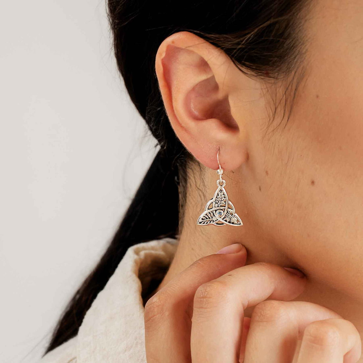 Oak, Ash, & Thorn Earrings with Rainbow Moonstone - Creative Irish Gifts