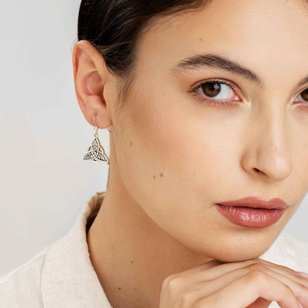 Oak, Ash, & Thorn Earrings with Rainbow Moonstone - Creative Irish Gifts