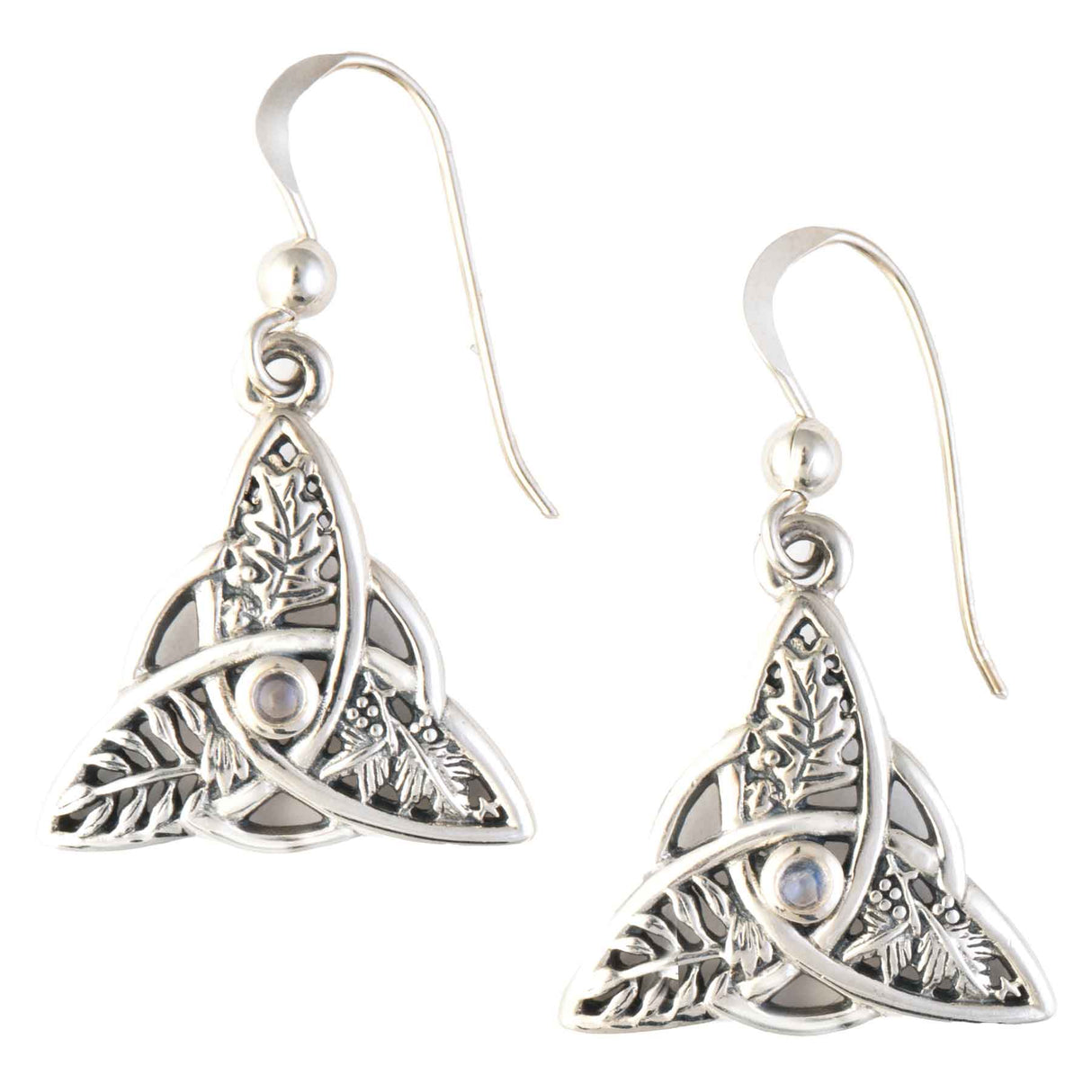 Oak, Ash, & Thorn Earrings with Rainbow Moonstone - Creative Irish Gifts