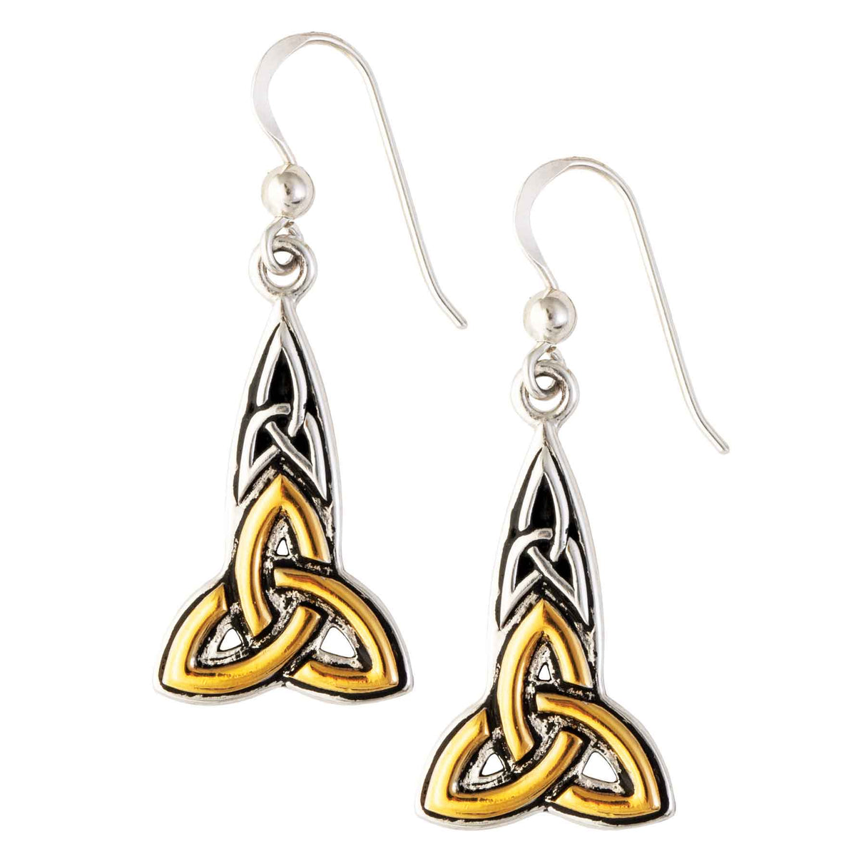 Silver & Gold Trinity Drop Earrings - Creative Irish Gifts