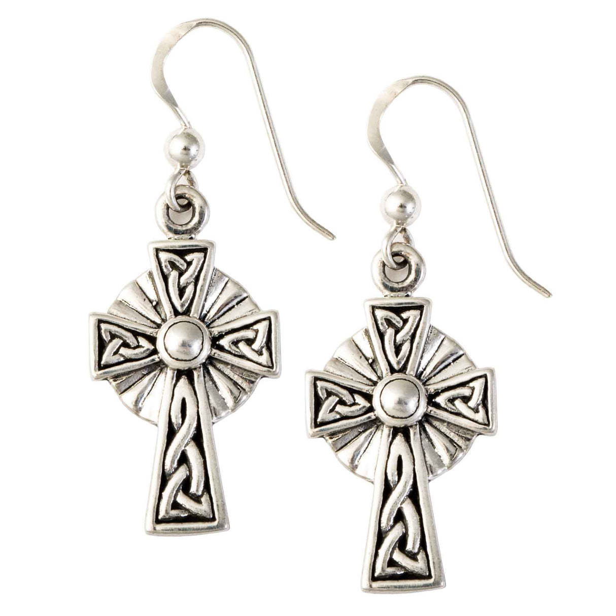 Modern Celtic Cross Silver Earrings - Creative Irish Gifts