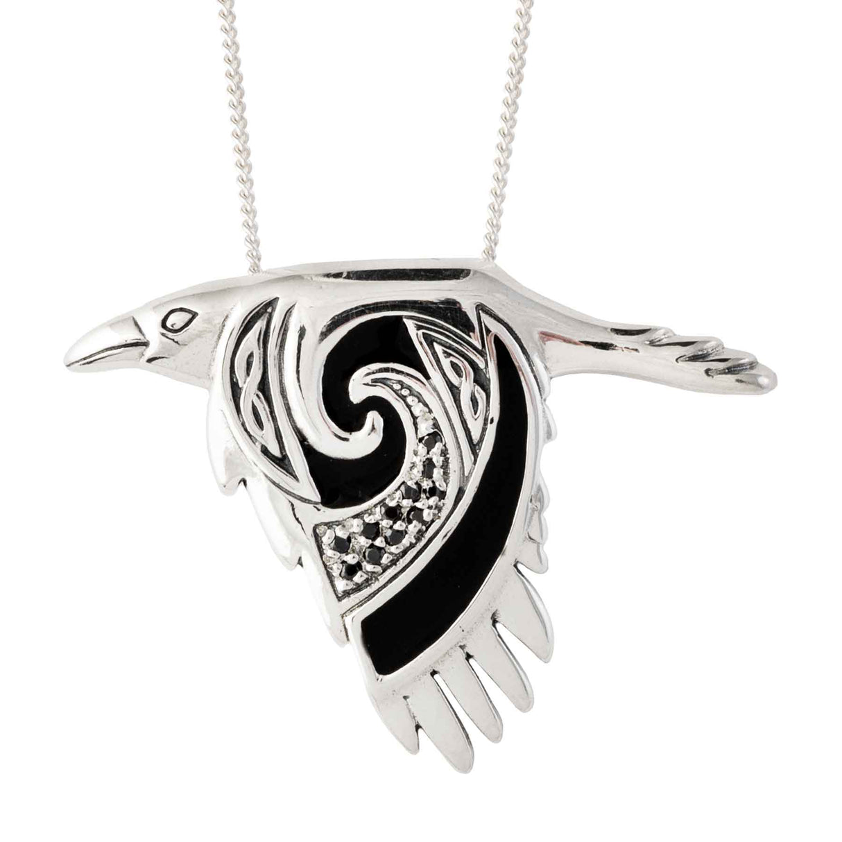 Flying Celtic Raven Pendant Necklace - Creative Irish Gifts