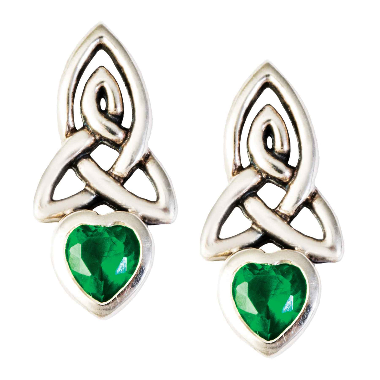 Gemstone Celtic Heart Shaped Drop Earrings - Creative Irish Gifts