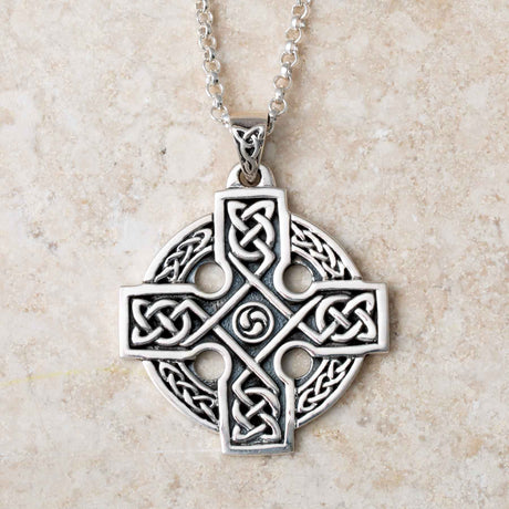 Silver Celtic Cross Triskele Necklace - Creative Irish Gifts