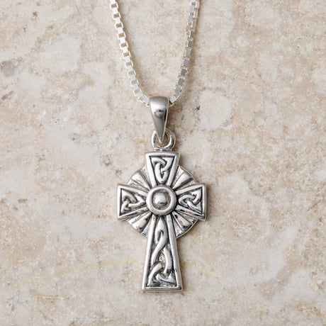 Silver Trinity Knot Celtic Cross Necklace - Creative Irish Gifts