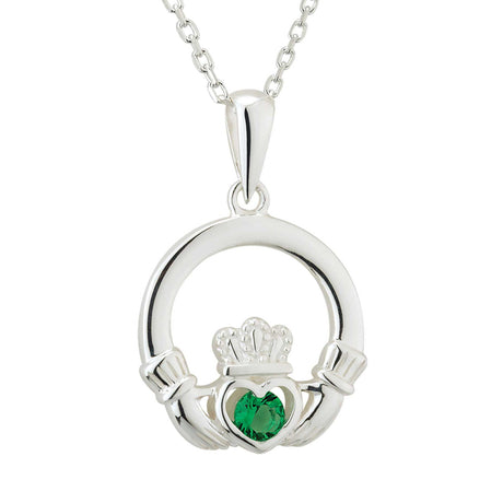 Claddagh and Green Stone Necklace - Creative Irish Gifts