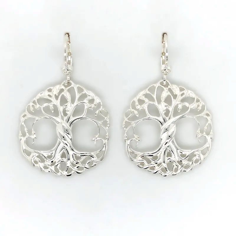 JMH- 7107 Irish Ancestry Tree of Life Silver Earrings Creative Irish Gifts