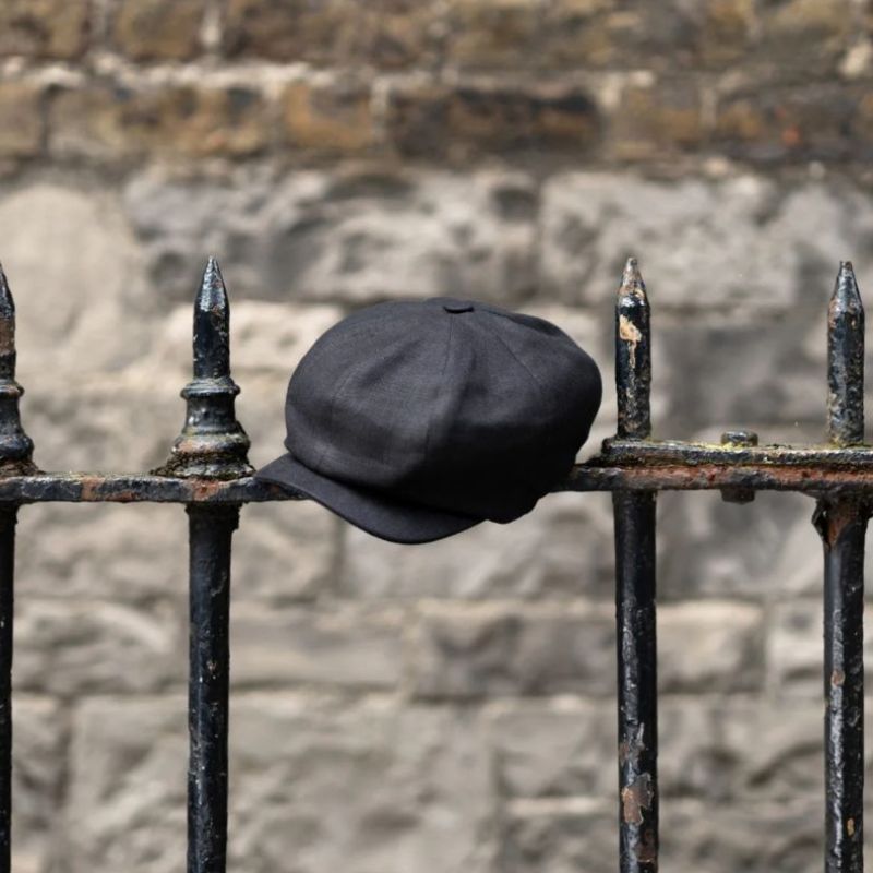 Men's Linen 8-Panel Irish Newsboy Cap Charcoal Creative Irish Gift