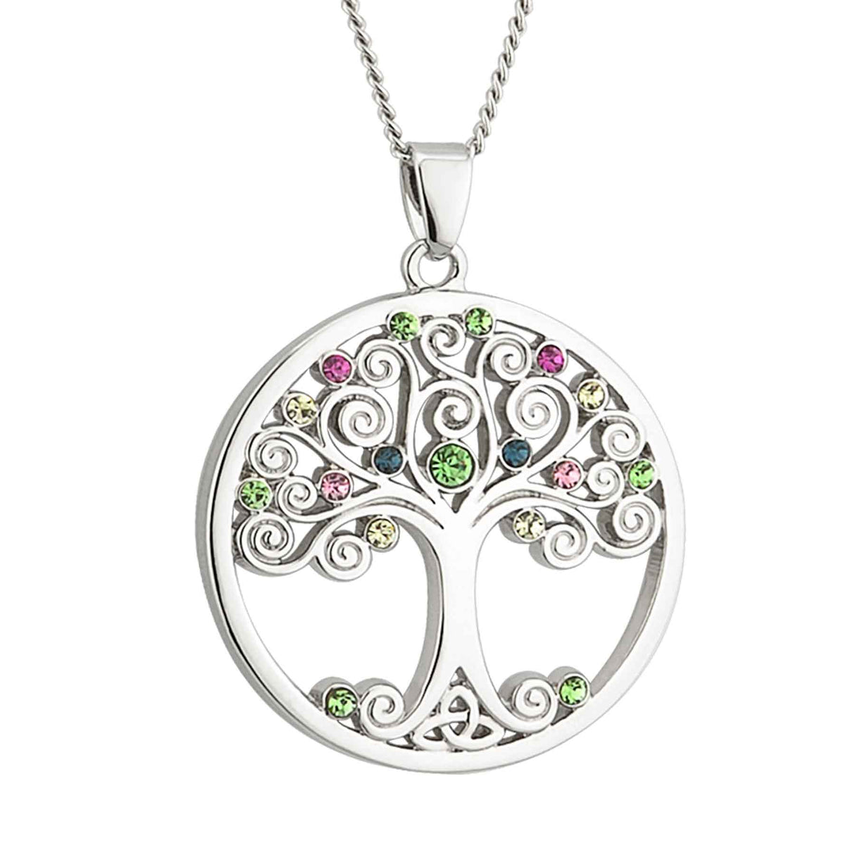 Rhodium Plated Crystal Tree Of Life Necklace - Creative Irish Gifts