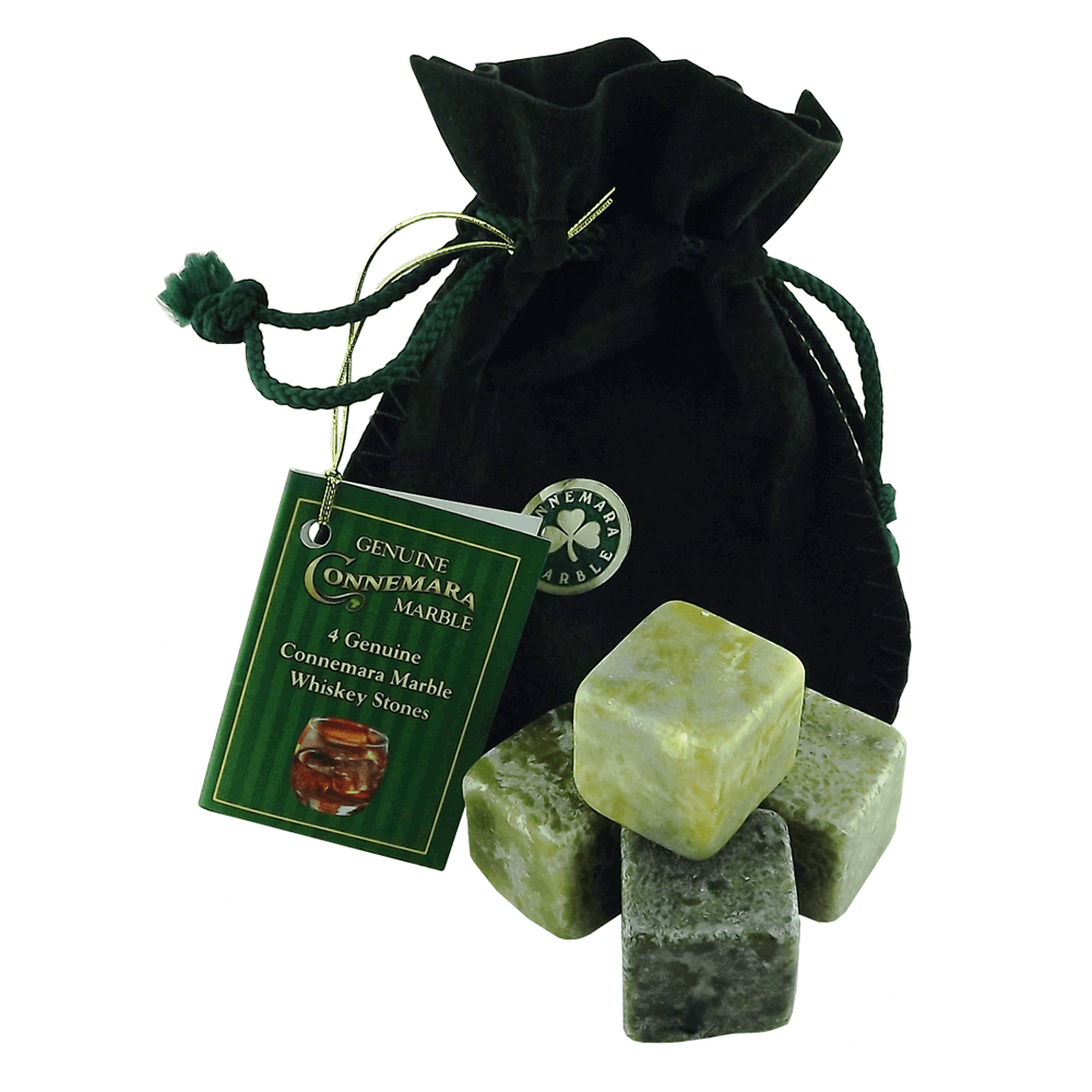 KC904 Genuine Connemara Marble Whiskey Stones, Set of 4 Front Creative Irish gift