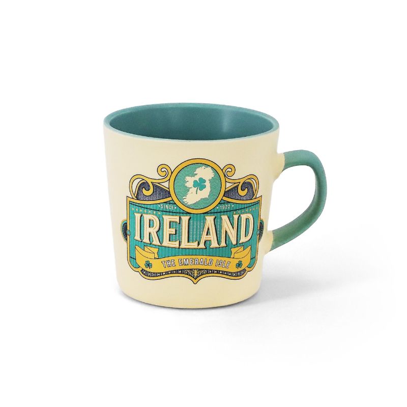 KG723 The Emerald Isle Retro Coffee Mug, Cream Creative Irish Gifts.com