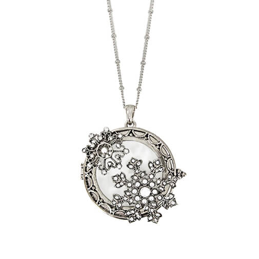 LCO-LN5219RD Magnifying Glass Snowflake Pendant & Chain Creative Irish Gifts