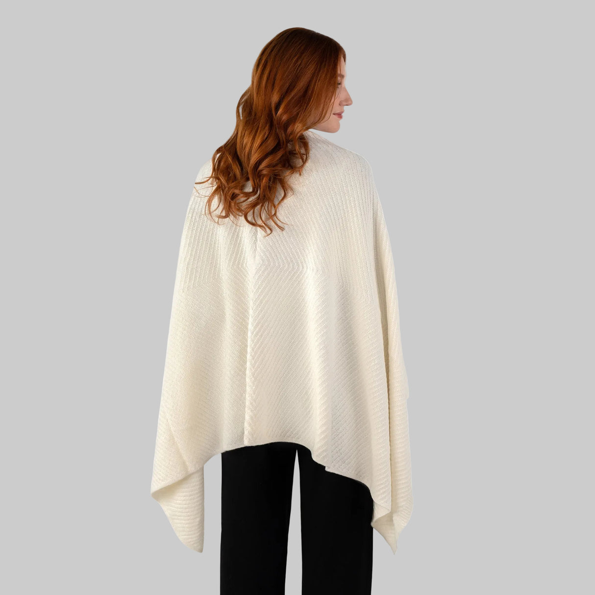 LLS109-900-OS Lambswool Shawl- White Back View Creative Irish Gifts