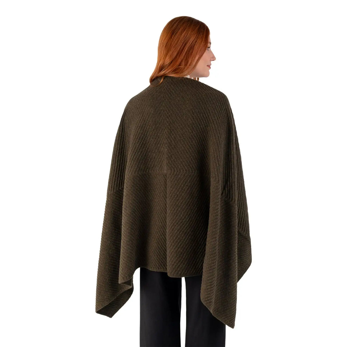 LLS109-902-OS Lambswool Shawl- Army Green Back View Creative Irish Gifts