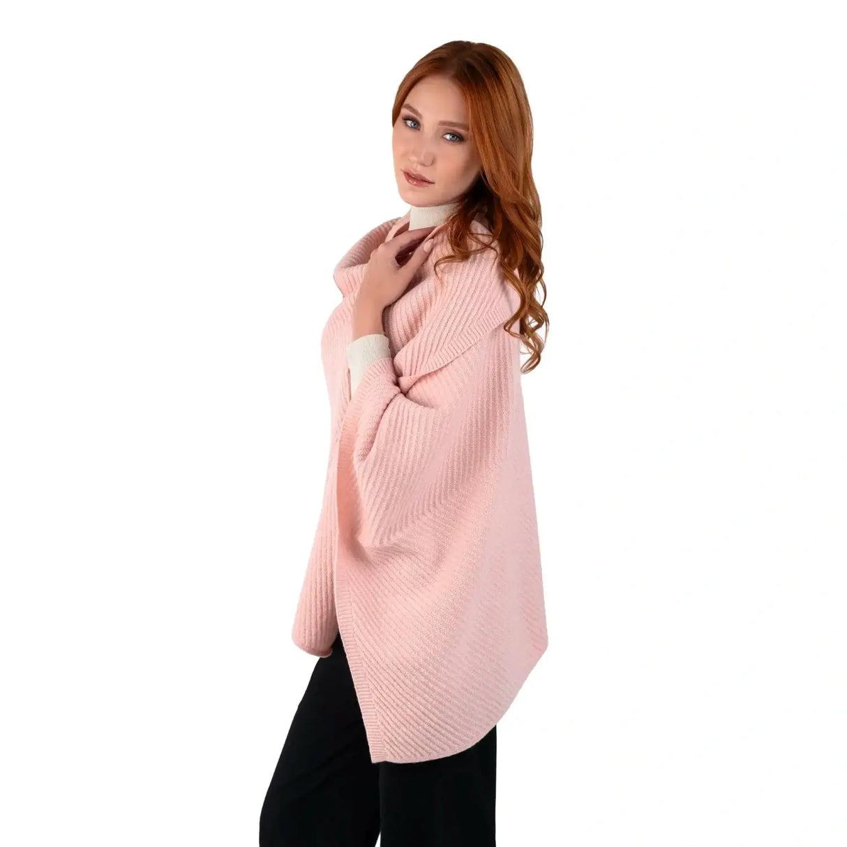 LLS109-908-OS Lambswool Shawl- Pink Side View Creative Irish Gifts