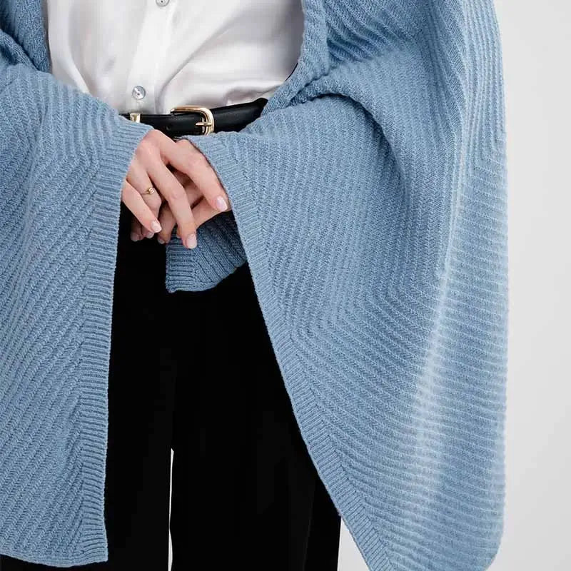 LLS109-909-OS Lambswool Shawl- Light Blue Close Up Creative Irish Gifts